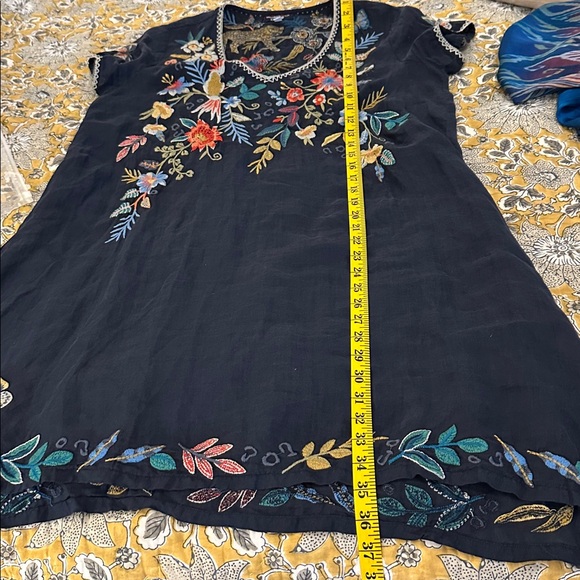 Johnny Was Navy Dress with Colorful Floral Embroidery 9-13-015 - Picture 6 of 7